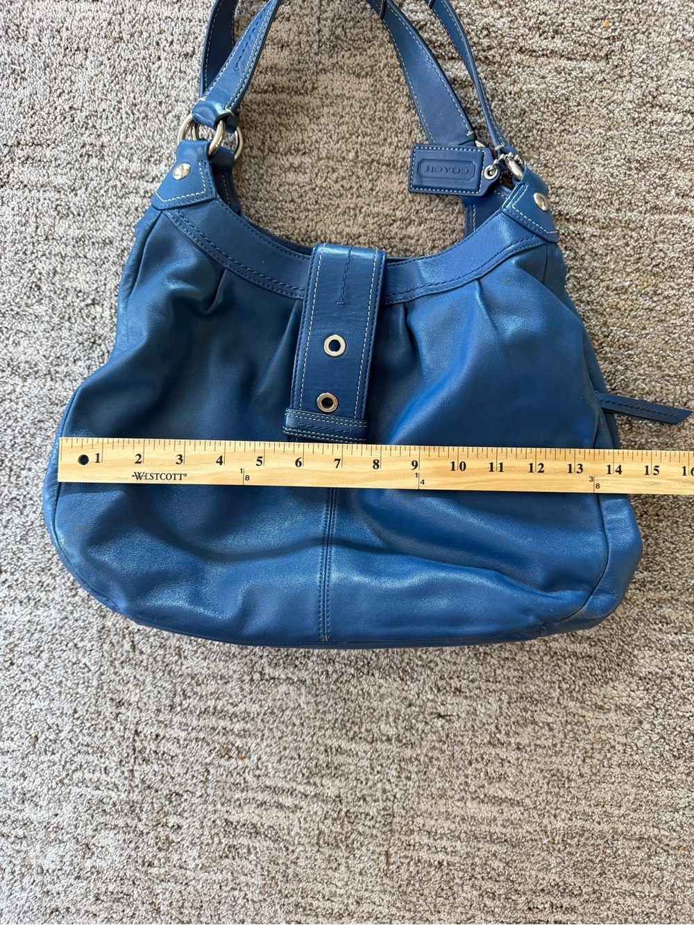 Coach Soho Pleated Leather Lynn Large Hobo Blue F15075 - Picture 14 of 16